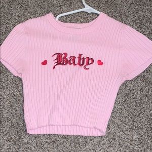 pink crop top